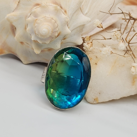 Large Silver 925 Ring Raw Ametrin Stone - Picture 12 of 13